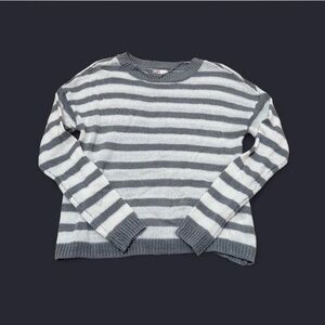 So Grey & White Striped Sweater